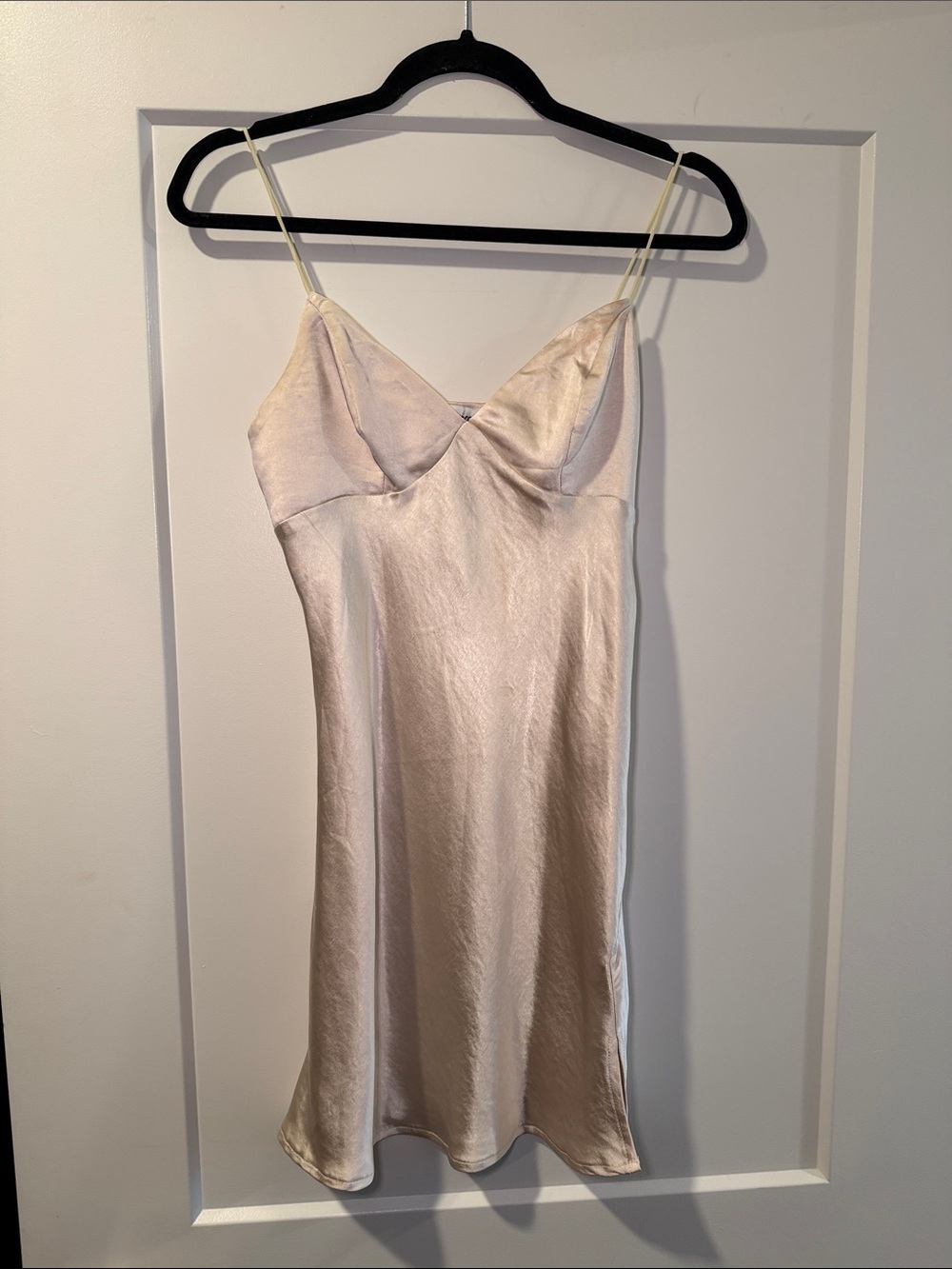 Princess Polly Champagne Satin Slip Mini Dress